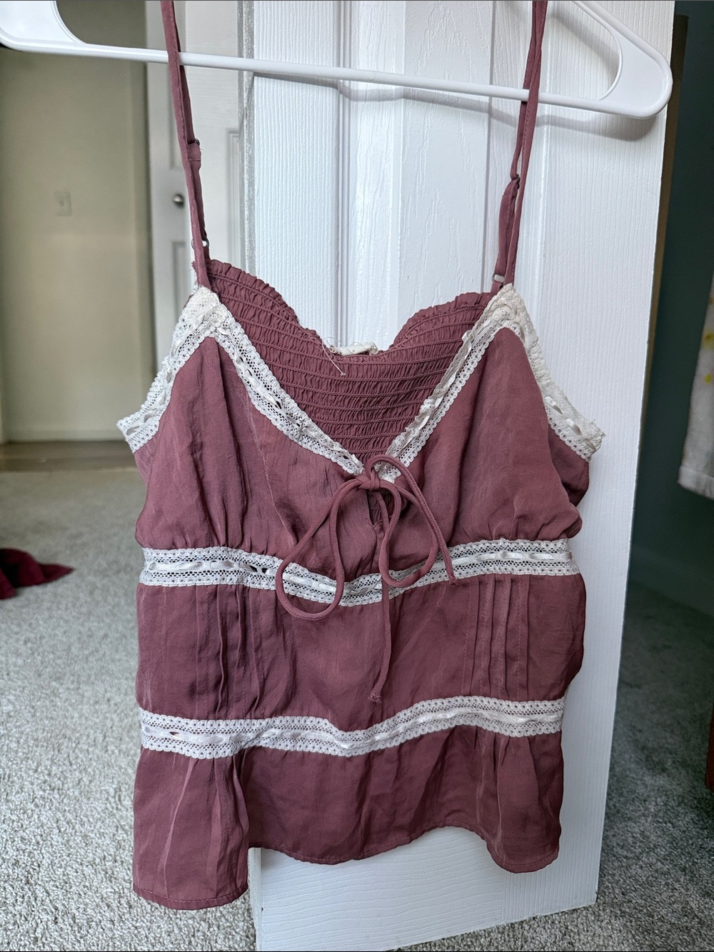 Aeropostale Mauve Lace-Trim Tank Top